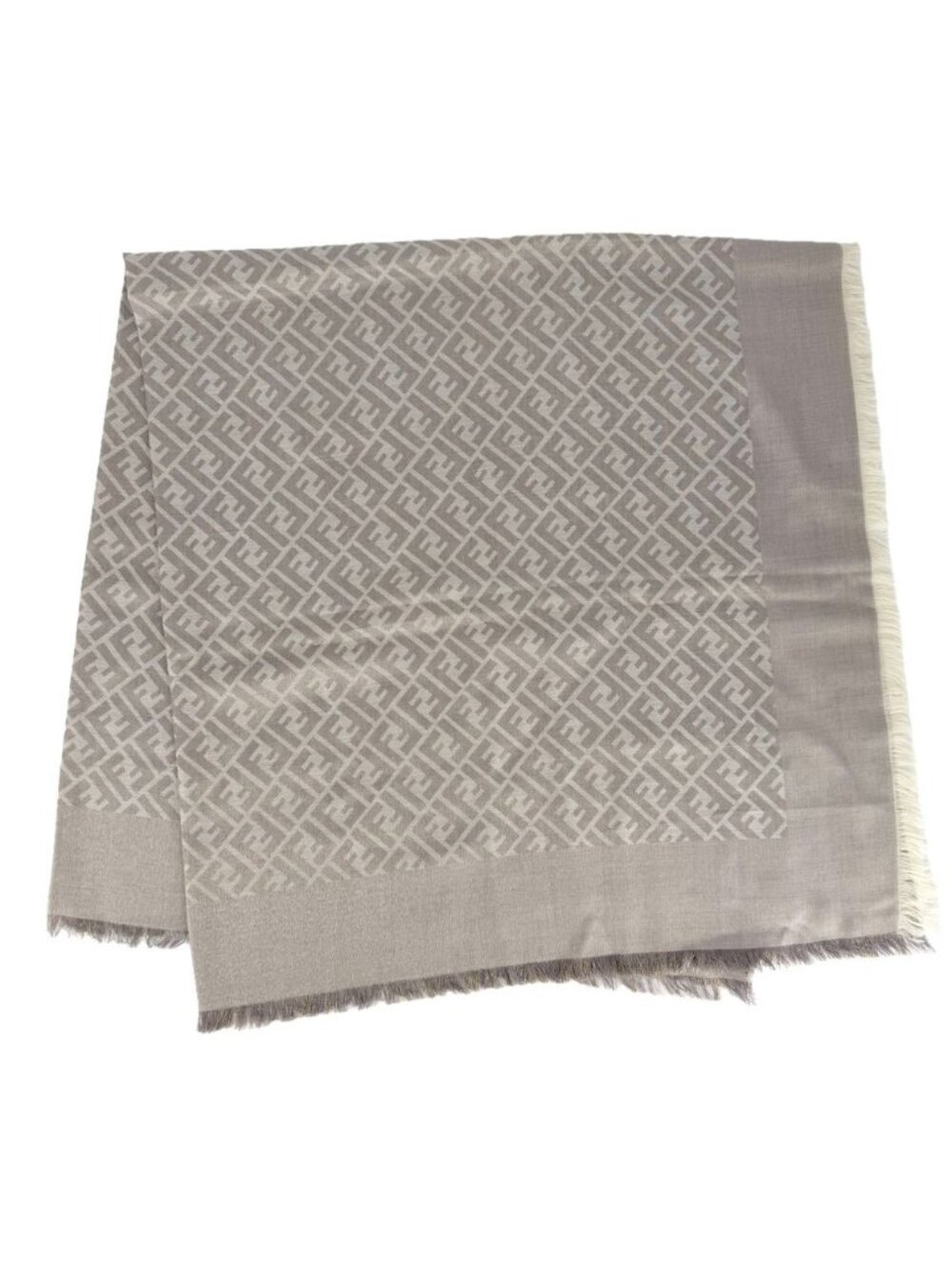 Fendi Scarf Zucca Shawl Large Wool Viscose Silk Beige